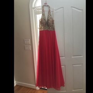 “Glow Dress” Pink Sequin Halter Prom Dress